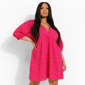 Cotton Lace Faux Wrap Babydoll Empire Dress
